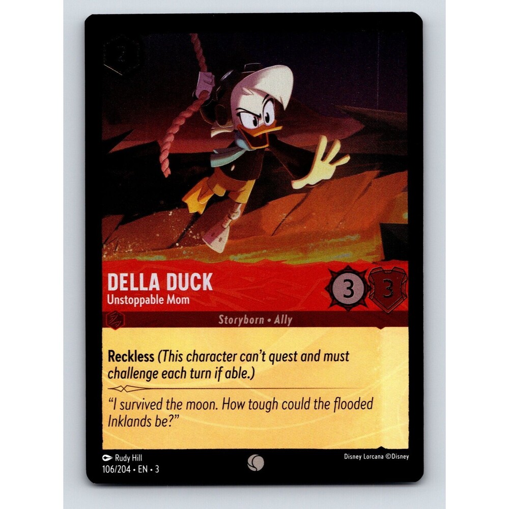 Basic Della Duck Unstoppable Mom Reckless HP 3 Power 3 Red Card Disney Lorcana